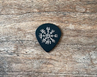 Black Jazz III Guitar Pick with Vegvisir Print | 1.14 mm thickness