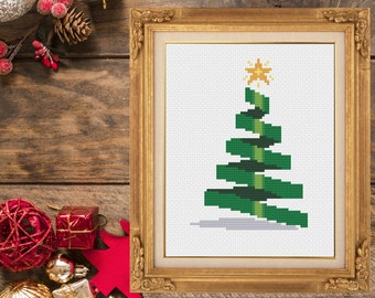 Ribbon Christmas Tree Cross Stitch Pattern