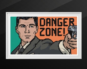 Modèle de point de croix Archer Danger Zone