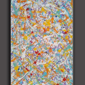 Abstract wall art, Large oil painting, Jackson pollock style, Beige yellow art Jackson Pollock style, jackson pollock inspired art SN142