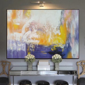 Original Yellow Abstract Painting On Canvas, Large Minimalist Artwork Yellow Beige, Yellow Abstract Wall Art Decor, Living Room Art SN61