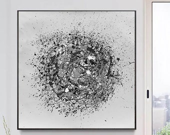 白黒絵画 / 特大抽象絵画 / 赤黒絵画 / 大型オリジナル抽象アート