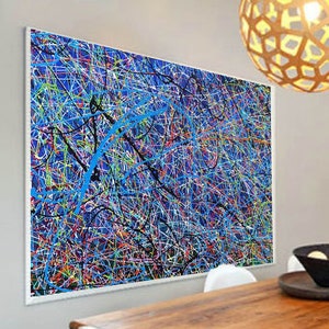 Large abstract painting, Jackson Pollock Style abstract painting, Extra large Abstract art, Oversized abstract art painting SN283