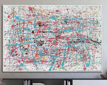 特大の絵画 大きな抽象画 カラフルな絵画 抽象画 キャンバス 壁掛け
