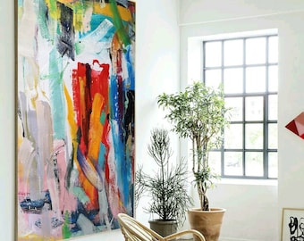 Multicolor Wall Art , Large original wall art, Abstract painting, COLORFUL ABSTRACT ART, Modern Colorful Wall Art SN159