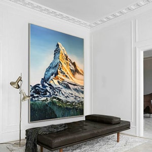 Mountains Oil Painting Abstract Oil Painting , Nature Mountains Scenic Wall Art, Hand Painted Palette Knife Painting SN143
