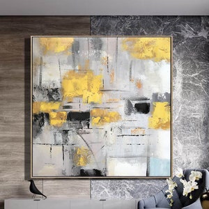 Abstract Painting / Large Original Abstract Oil Painting / Yellow Painting  / Yellow White Large Wall Art / Extra Large Wall Art SN329