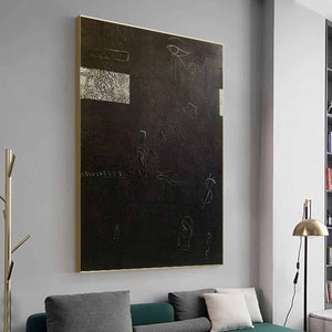 Black painting, Black textured wall art, Black minimalist art, Black abstract art, Black and white wall art, Minimal Black Painting SN529