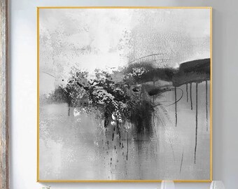 Arte mural abstracto de gran tamaño Pintura abstracta minimalista Arte abstracto Pintura original en blanco y negro Pintura minimalista SN328