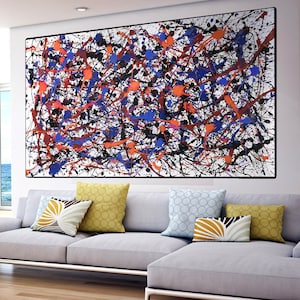 Large Oil Painting Original Pollock Painting Colorful Abstract Painting Extra Large Wall Art Abstract Abstract Painting Oversize Art SN178