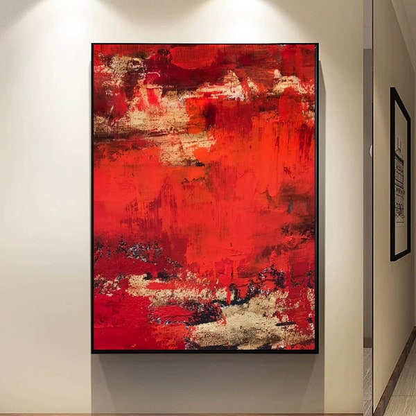 Red wall art Abstract red painting Large abstract art Large original painting Red and gold artwork abstract painting art painting SN310