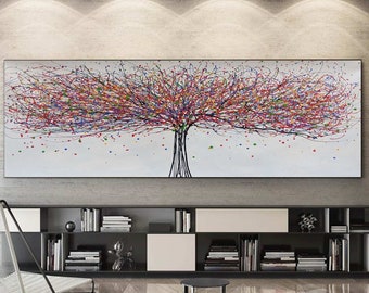 Tree abstract painting, Tree Painting, Jackson Pollock inspired canvas art Drip Art Original artwork Abstract painting office wall artSN515