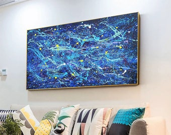 Blue Abstract Painting, Large Abstract Painting, Large Wall Canvas Painting, Large Abstract Painting, Large Wall Art SN265