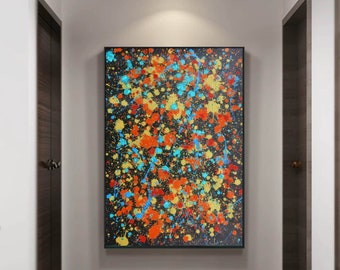 jackson pollock drip style painting,large wall paintings,modern canvas art,extra large canvas wall art,large modern painting,large art SN204