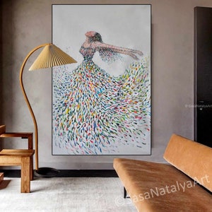 Abstract Ballerina Acrylic Painting on Canvas Painting Minimalistic Wall Art Decor Large Canvas Wall Decor Gifts for Her by Dance Art SC581