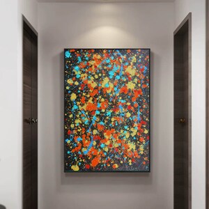 Jackson Pollock DRIP stijl schilderij, Rotsvlinder schilderijen, moderne canvas kunst, extra grote canvas Wall Art, grote moderne schilderkunst, grote kunst SN204