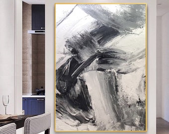 Black and White Painting, Oversize original abstract art large abstract painting, living room abstract art, bedroom abstract painting SN435