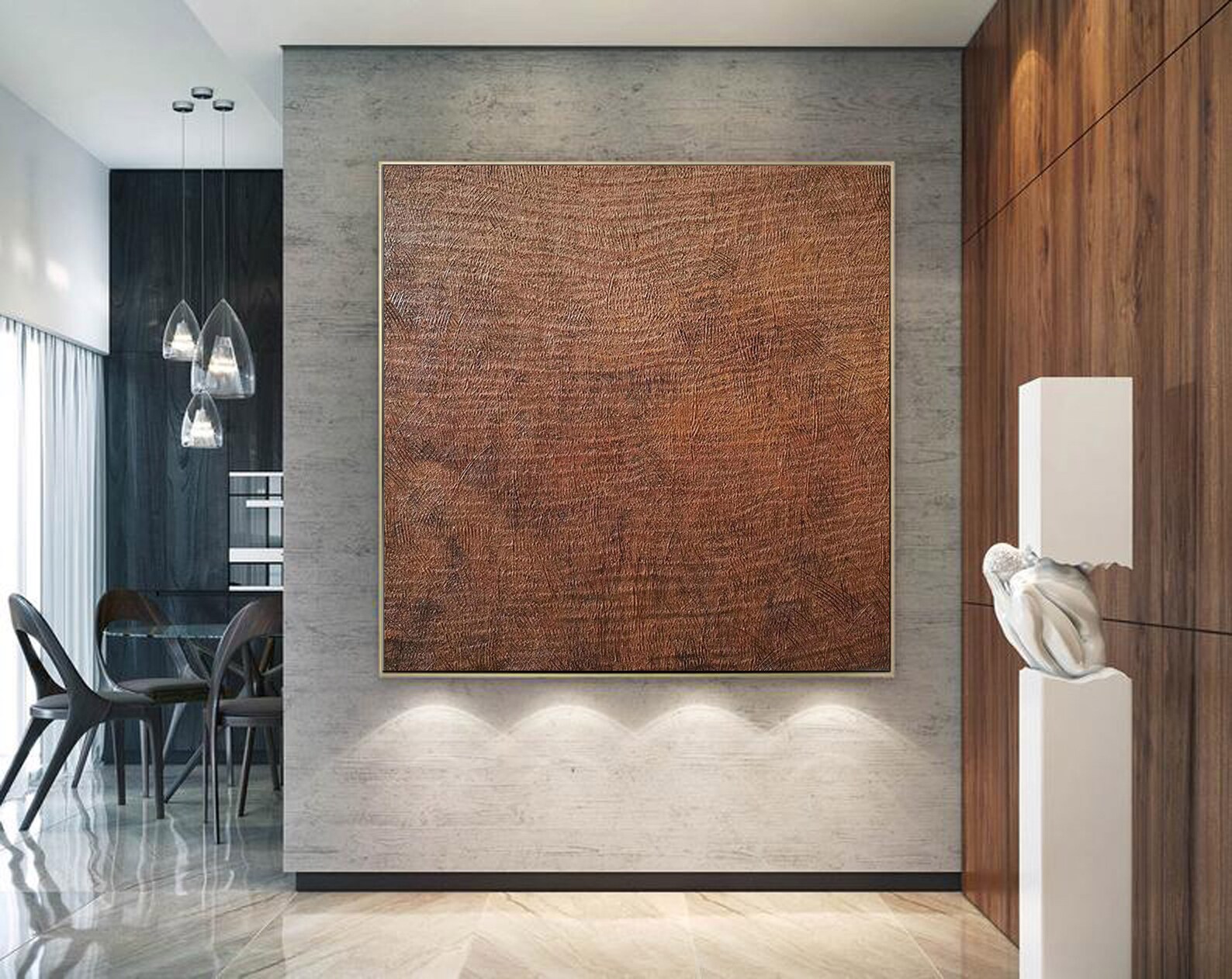 Brown Textured Wall Art Brown Canvas Wall Art Brown Painting | Etsy