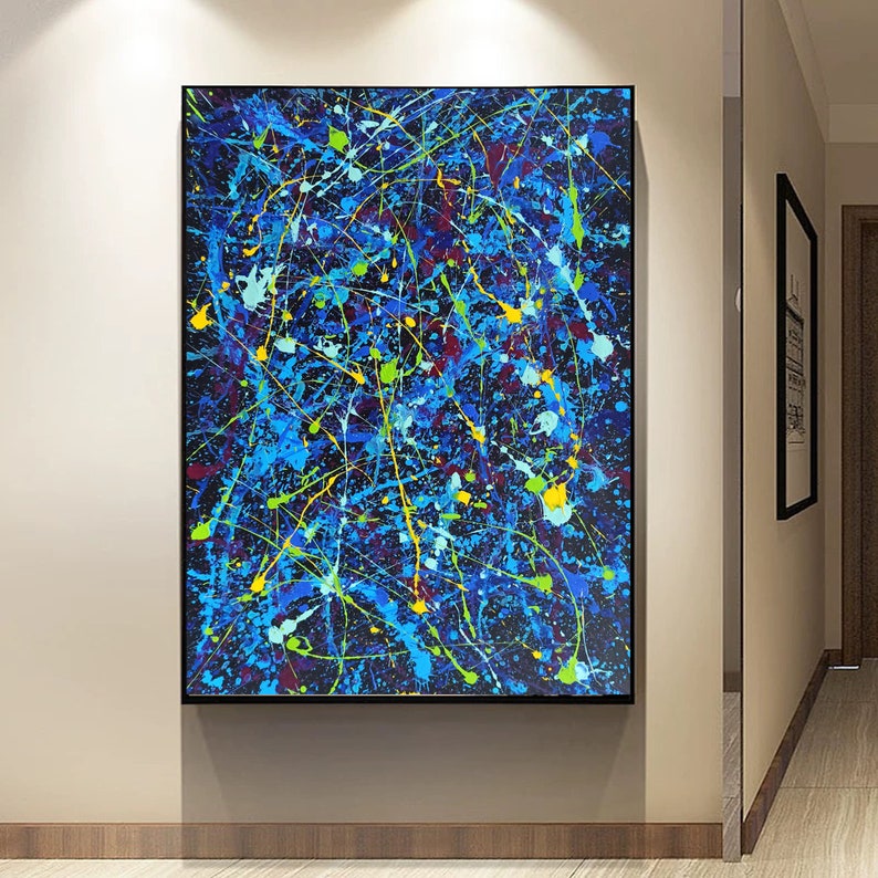 Extra Large Wall Art Blue Abstract Painting Original Etsy