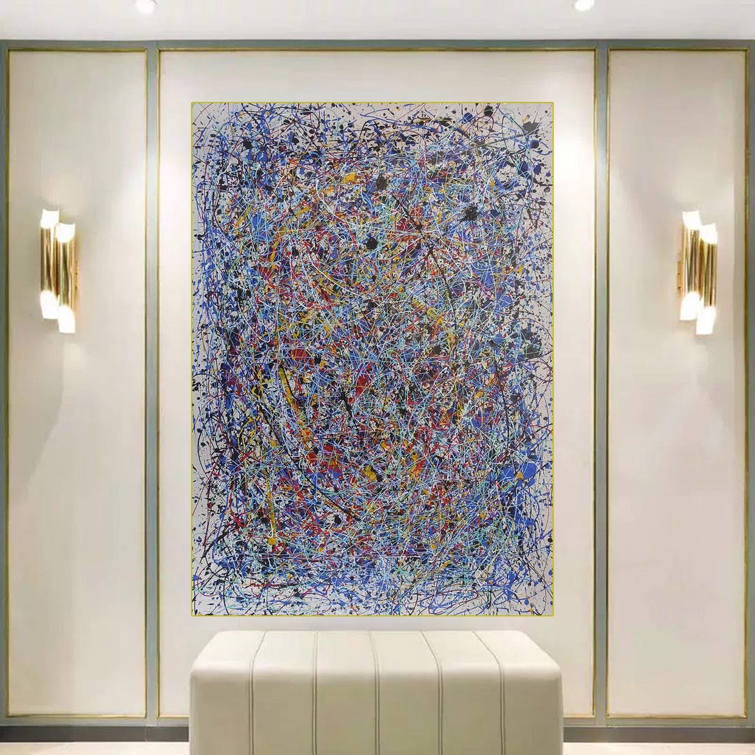 特大抽象ウォールアート、ジャクソン・ポロック風ボヘミアン絵画