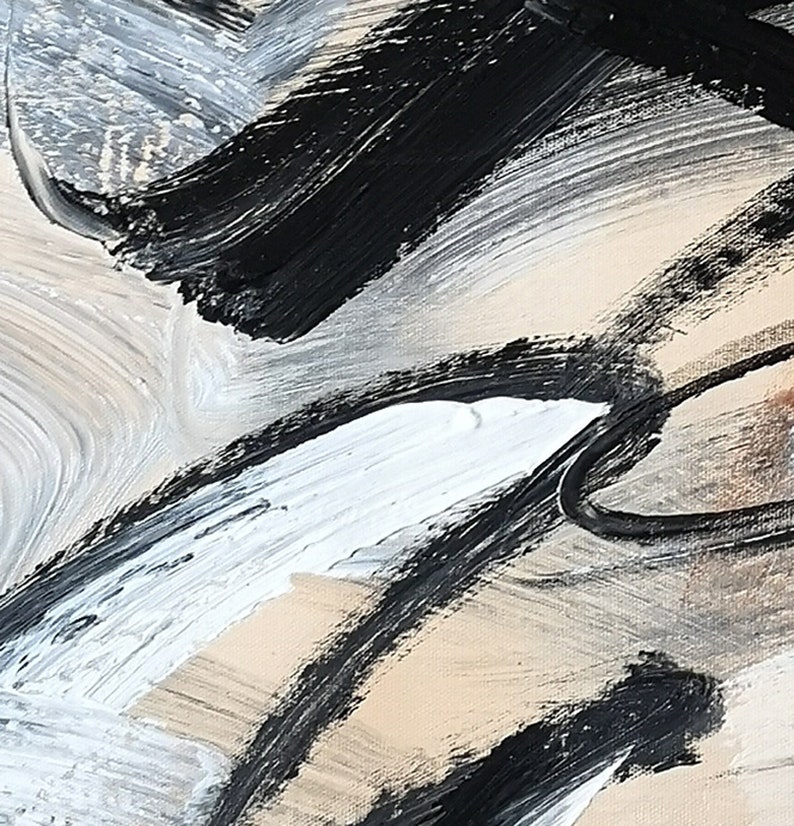 Black White Painting Large Abstract Painting Beige White Etsy