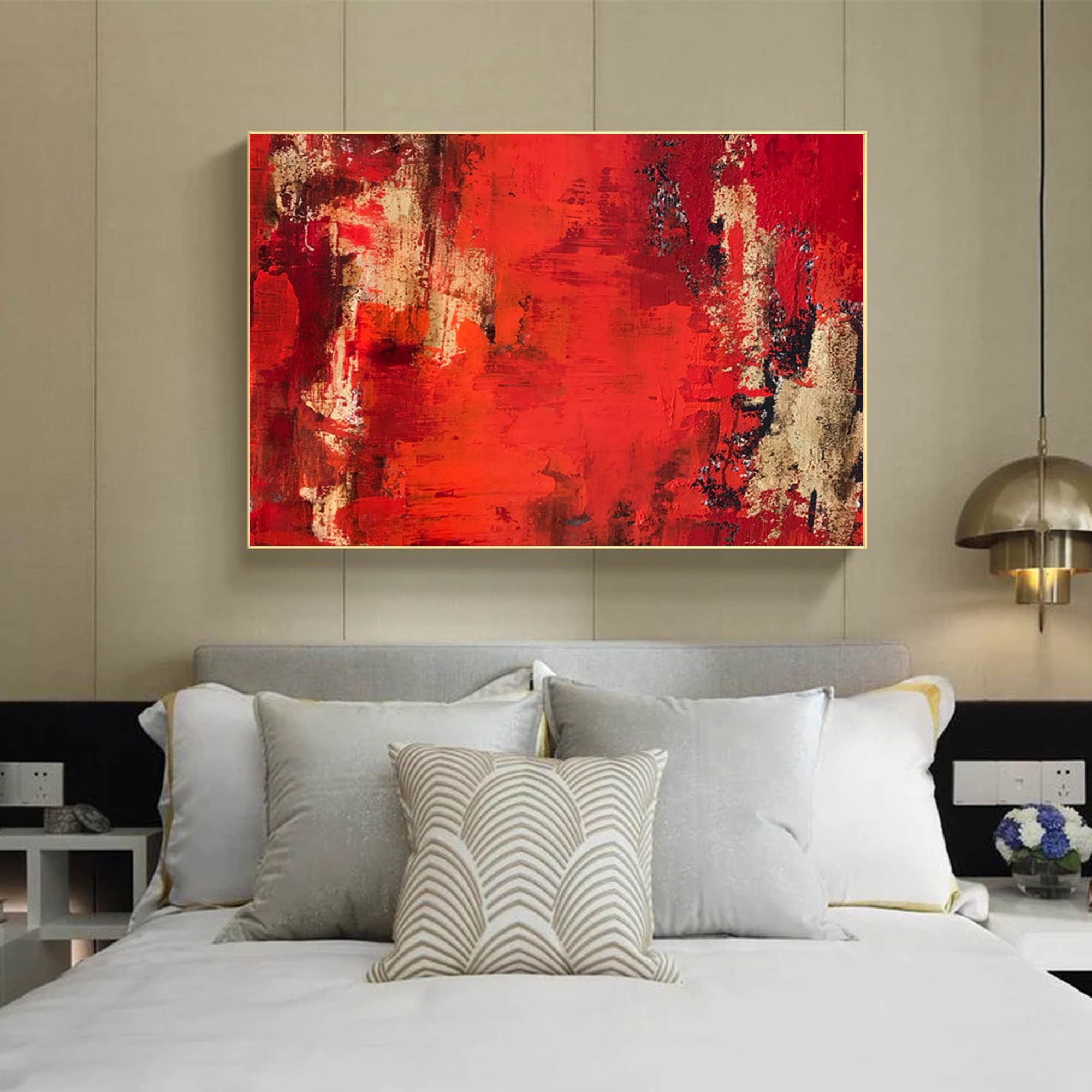 Red Wall Art Abstract Red Painting Large Abstract Art Colorful Etsy