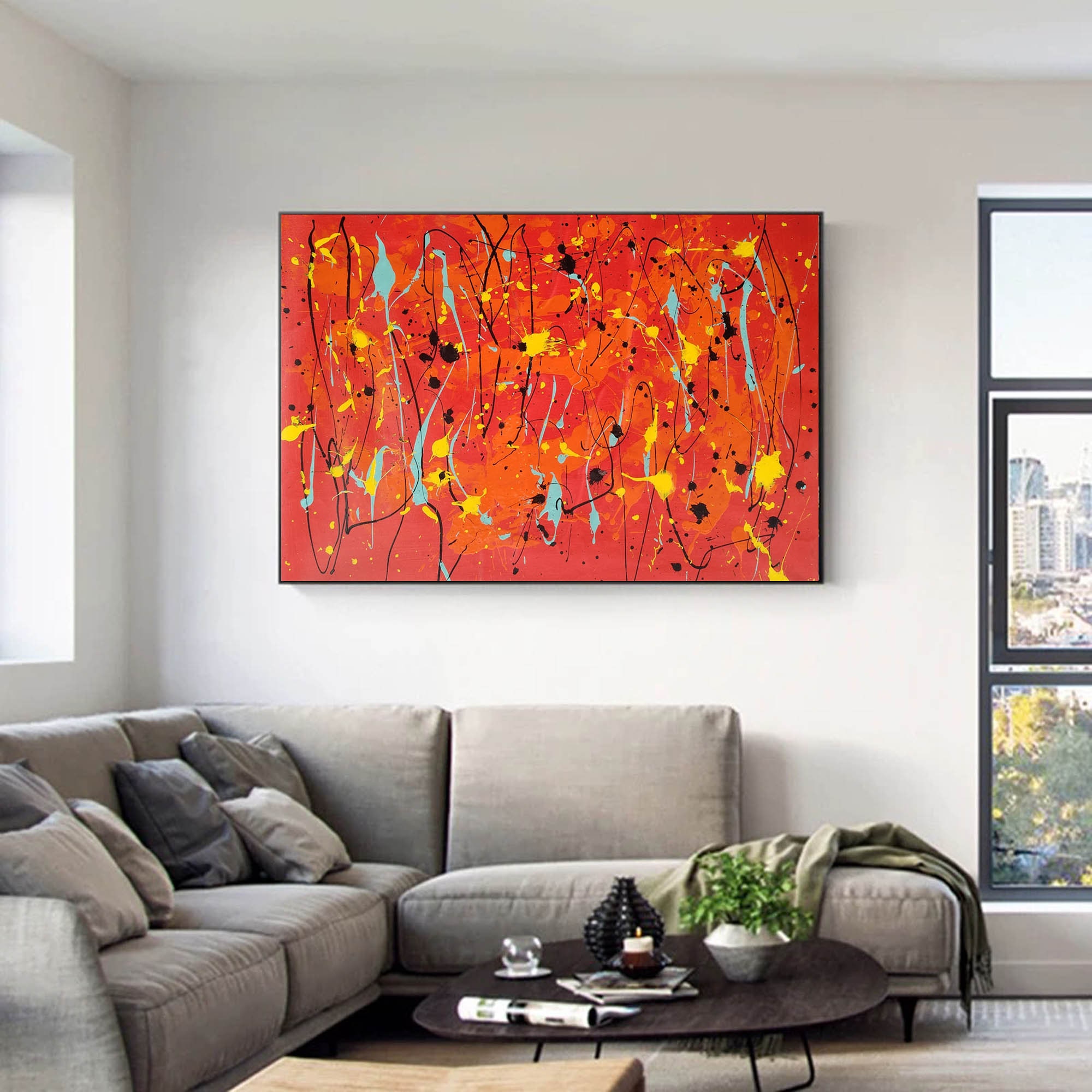 Jackson Pollock Red Painting extra large abstract art Modern Wall