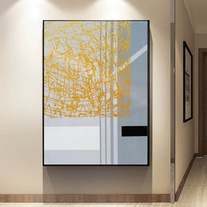 Contemporary Abstract Painting, Large Office Oil Painting, Large Abstract Painting ,Gray Gold White Abstract Painting, Gold Painting SN319