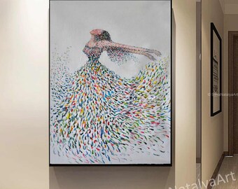 バレリーナ抽象キャンバス：家の装飾やリビングルームに最適な大きな