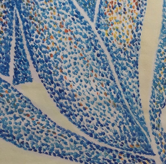 大きな青いヌード抽象油絵：マティスにインスパイアされた特大の点描