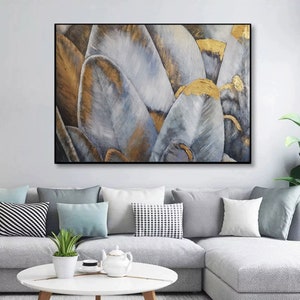 Living Room Art, Gold Abstract Painting, Original leaf abstract, Abstract Painting, Large Abstract Painting, Modern abstract painting SN495