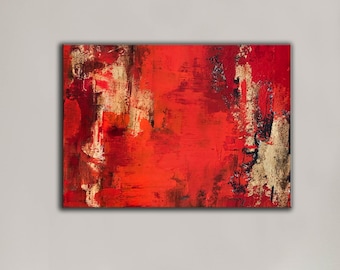 Large Abstract Art, Red Wall Art Abstract, Red Painting, Colorful Painting, Original Painting, Original Artwork Texture Painting SN288