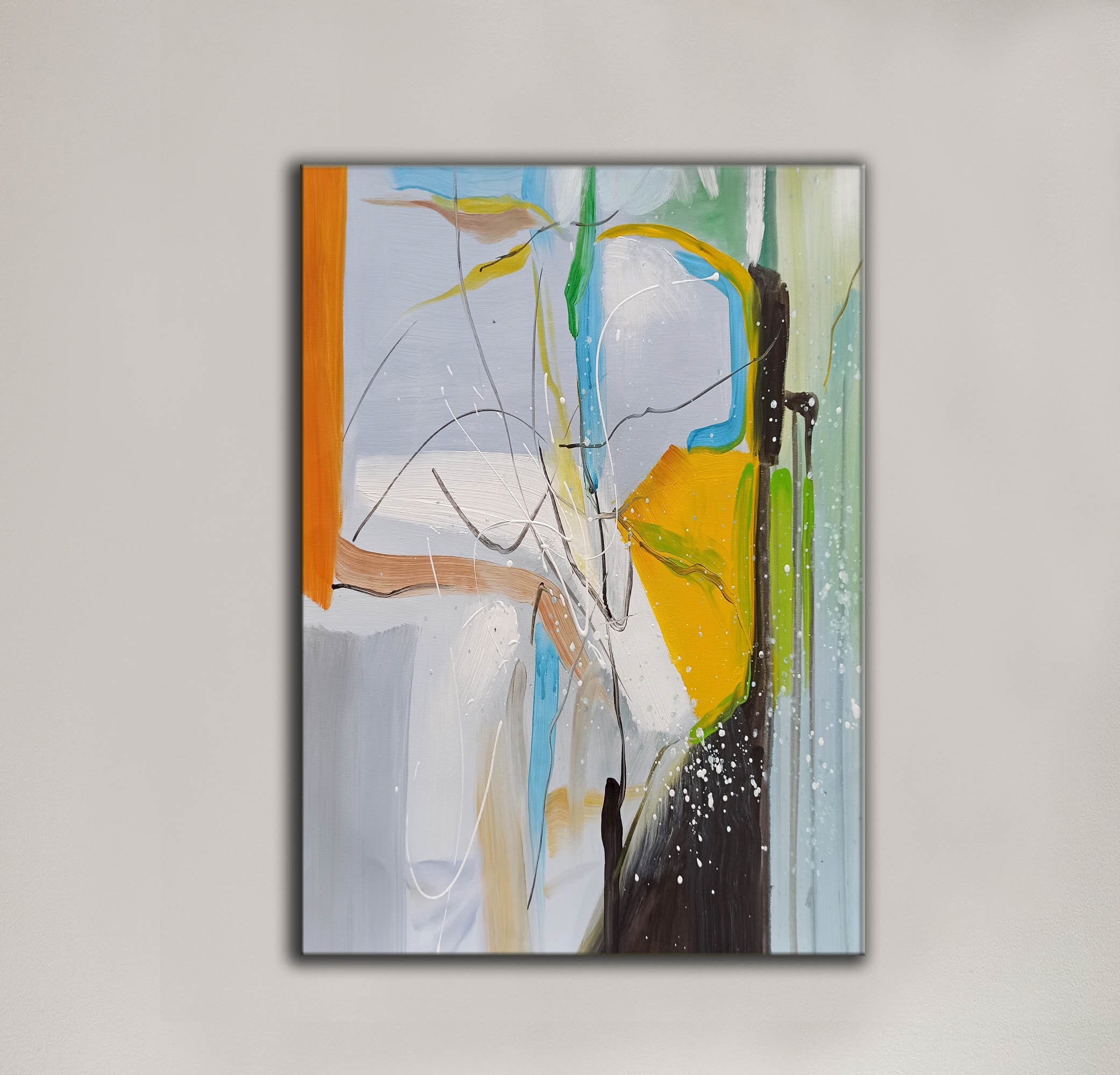 XL 抽象画、大きな抽象画オリジナル、特大壁アート、幾何学的な絵画