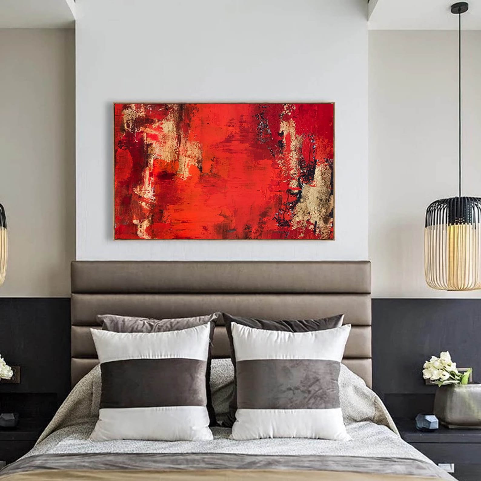 Red Wall Art Abstract Red Painting Large Abstract Art Colorful Etsy
