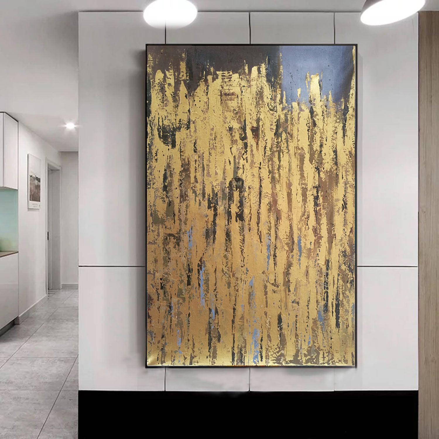 Large Abstract Art Gold foil painting gold leaf painting Etsy