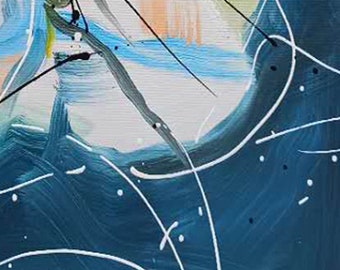 大型油絵、現代抽象キャンバス、特大額入り壁アート SN393 - Etsy 日本