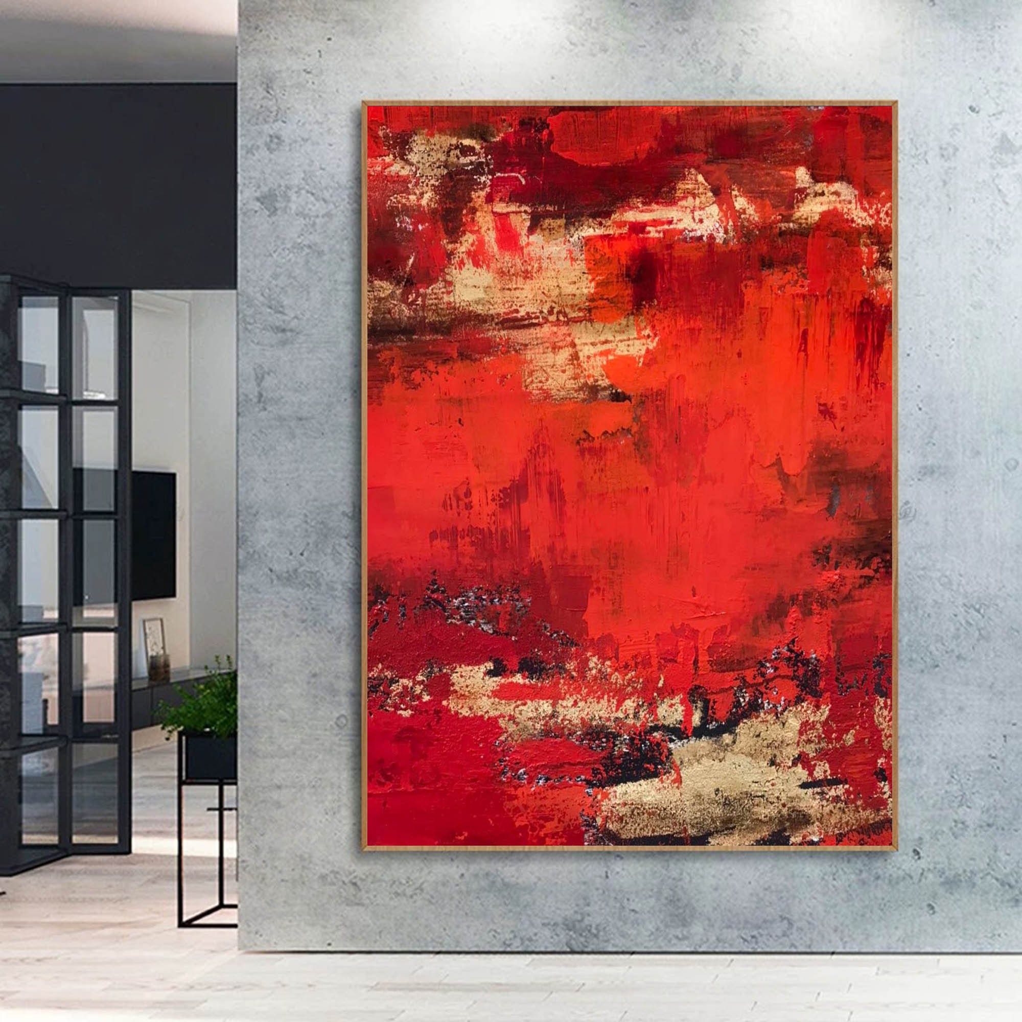 Red Wall Art Abstract Red Painting Large Abstract Art Large