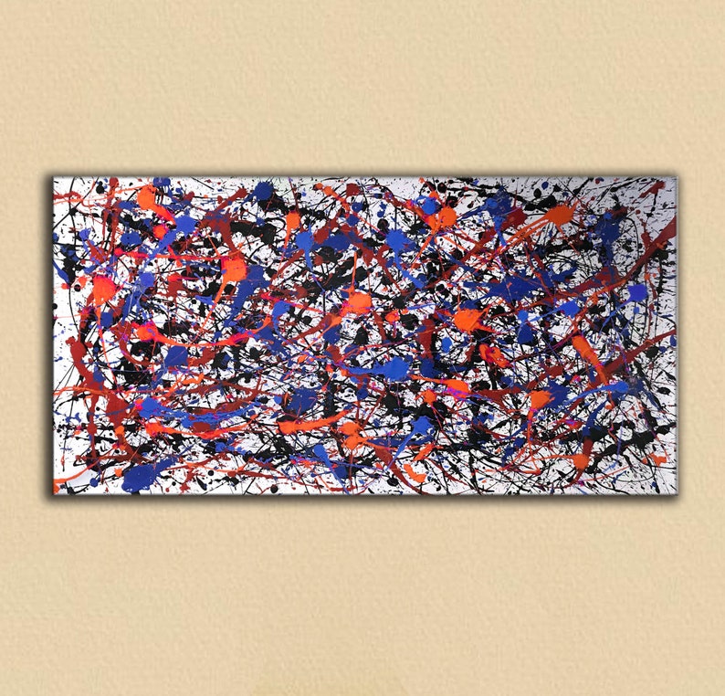 Large Oil Painting Original Pollock Painting Colorful Abstract Etsy UK