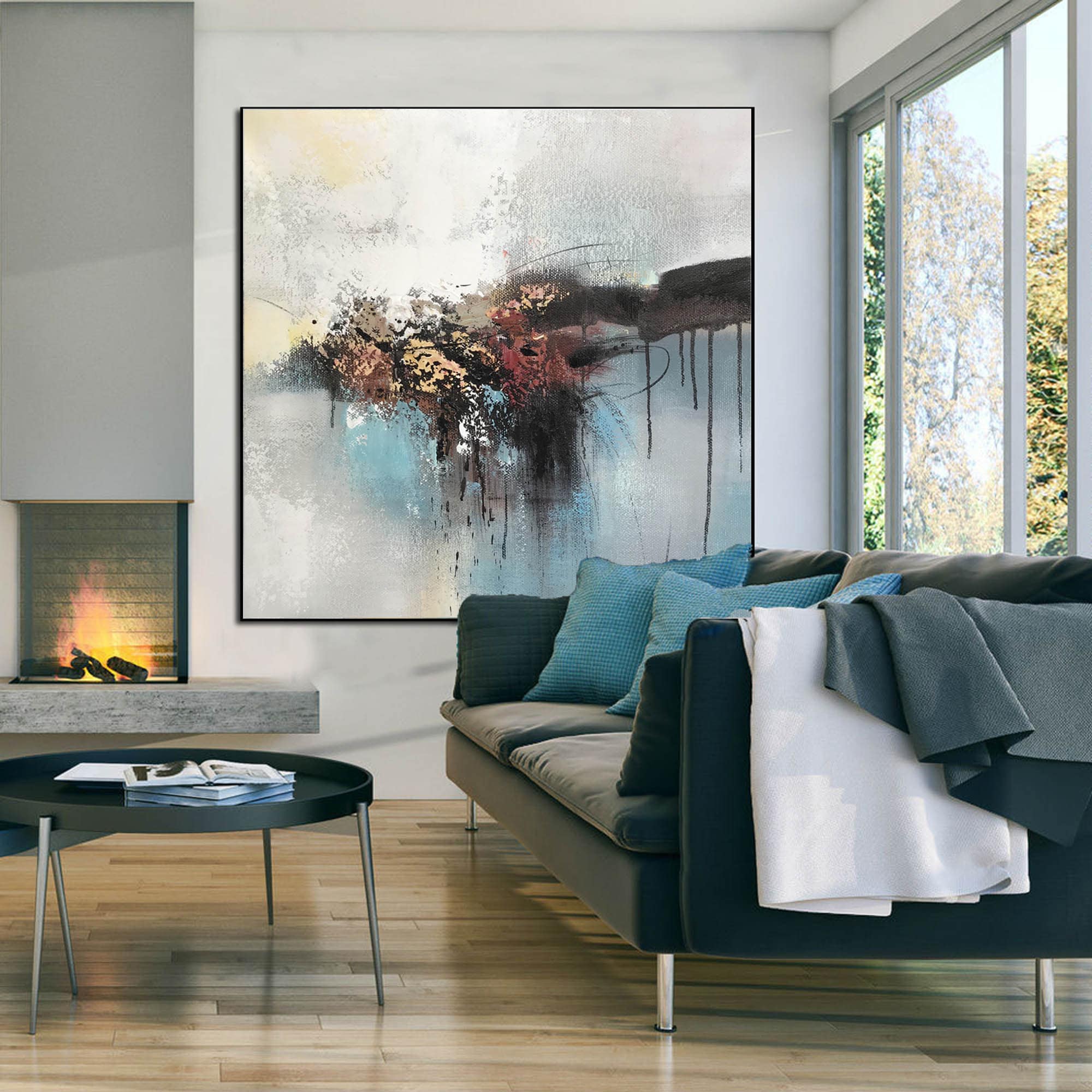 Large Original Abstract Canvas Oil Painting, Xl Original Painting on ...