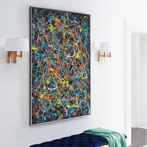 Modern Minimalist Wall Art for Living Room Bedroom Boho Textured Wall Art Jackson Pollock art  Luxury Acrylic Abstract modern Gift SN140