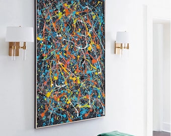 Paintings On Canvas Modern Painting Contemporary Art Jackson Pollock art Drip Style Luxury Acrylic Abstract modern Gift Wall Artwork SN140