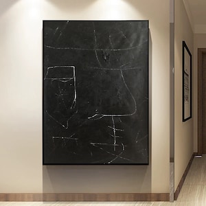 Black Painting, Black Abstract Art, Black Texture Painting, Large Black Art,  Black Art, Very Black Painting, Minimal Black Painting SN498