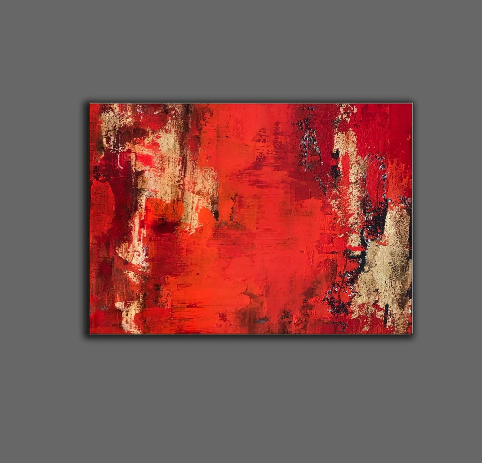 Red Wall Art Abstract Red Painting Large Abstract Art Colorful Etsy