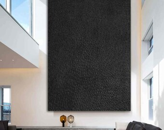 Wabi-Sabi Black Textured Wall Art, Minimalist Abstract Painting, Dark Boho Art SN507