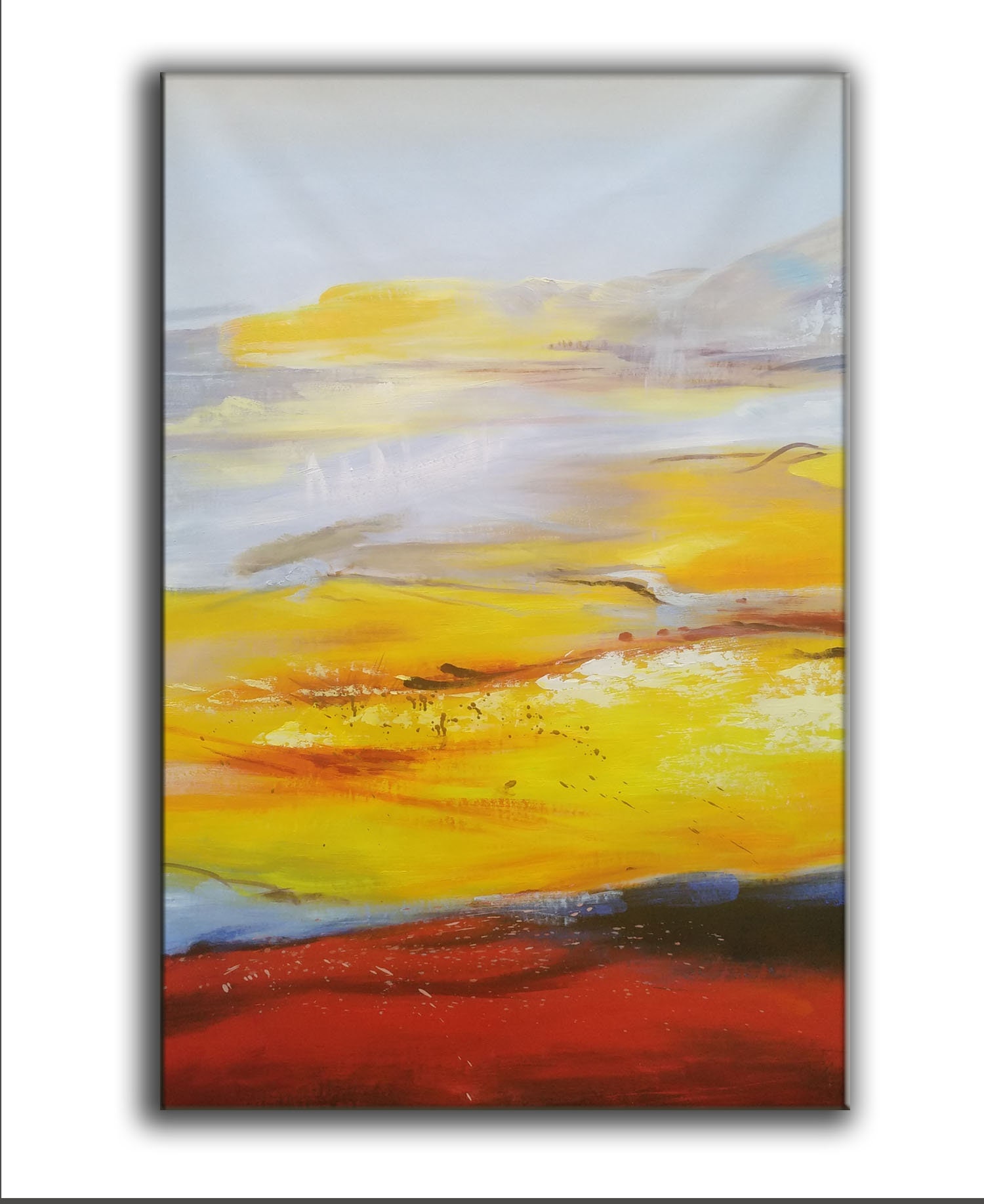 Oversize Painting Yellow Abstract Painting Yellow And White Etsy