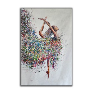 Abstract canvas wall art, dancer texture art, abstract ballerina painting, large art canvas, Original Oil painting - Ballerina SN206
