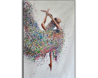 Abstract canvas wall art, dancer texture art, abstract ballerina painting, large art canvas, Original Oil painting - Ballerina SN206