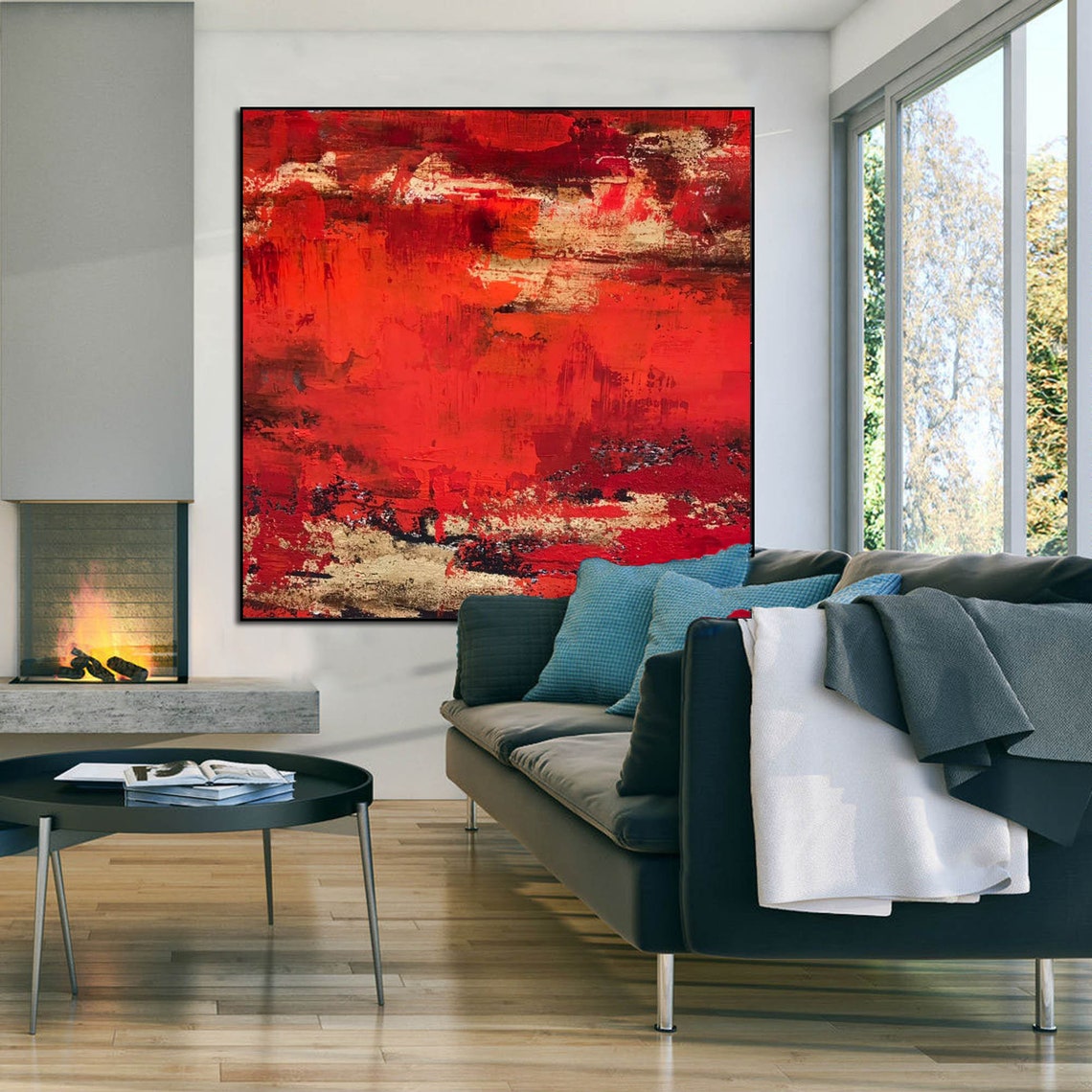 Extra Large Painting on Canvas Large Abstract Painting Red Etsy