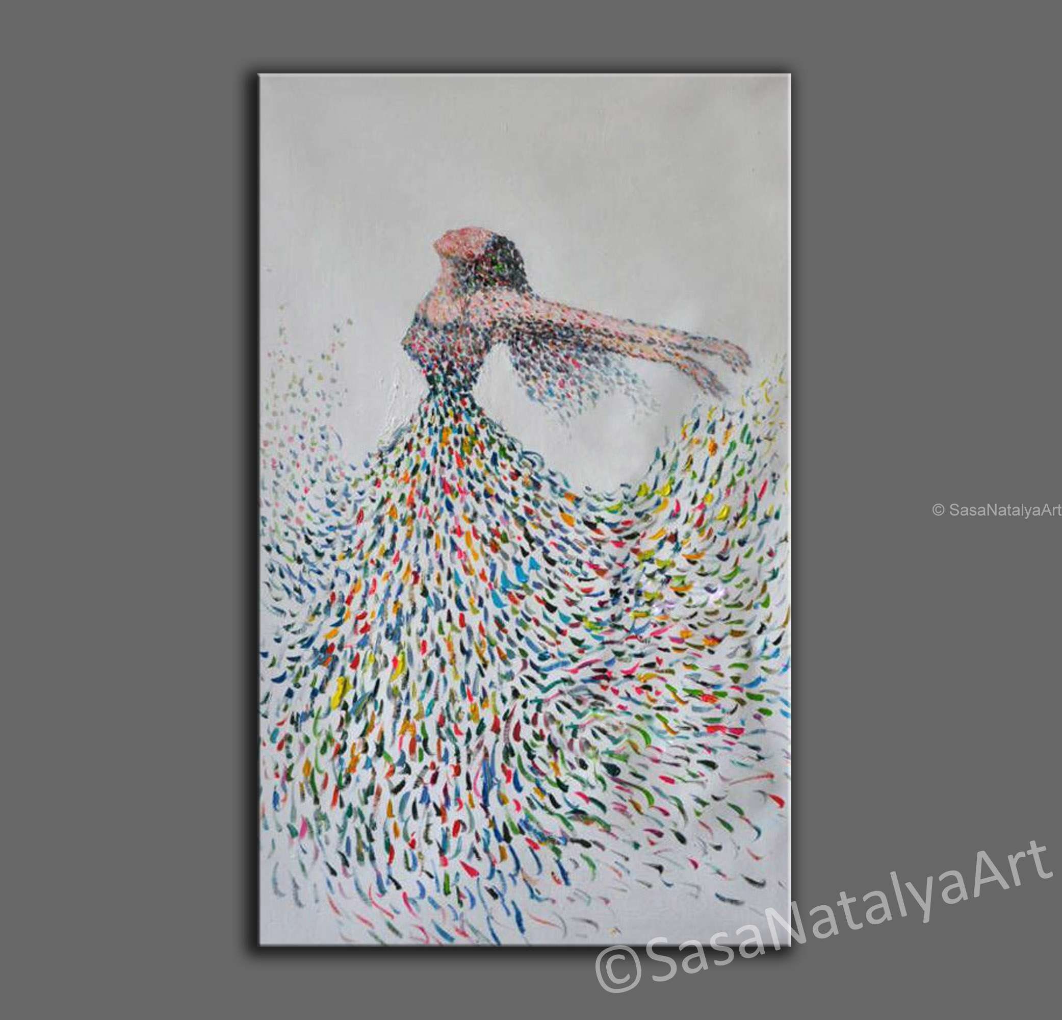 バレリーナ抽象キャンバス：リビングルーム用大型抽象バレリーナ絵画