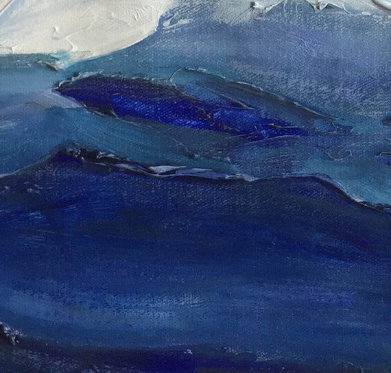 青系油彩抽象画 5.31.2017」 原画 油絵 抽象画 風景画 現代アート インテリア